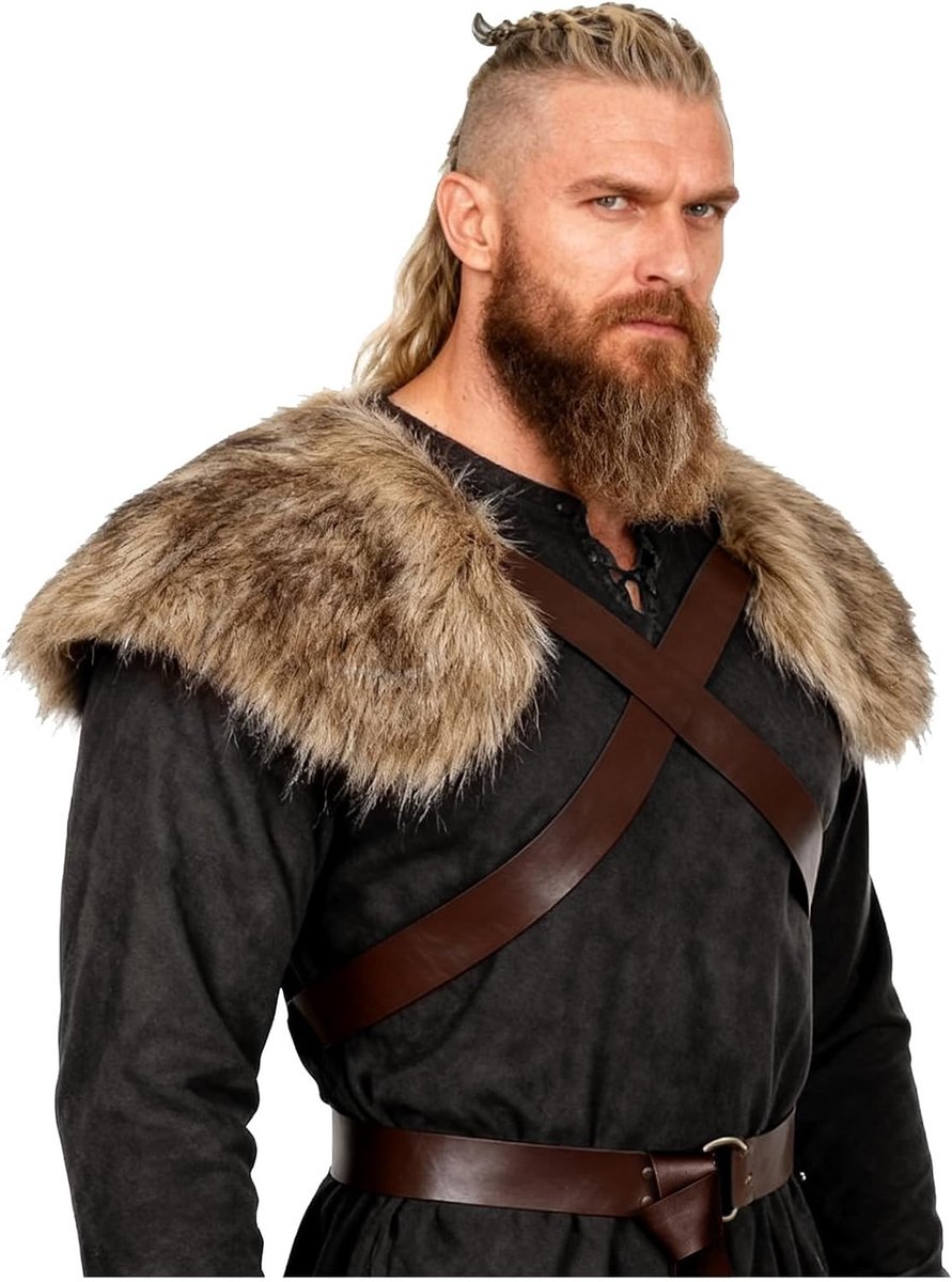 Viking Faux Fur Kraag Sjaal voor Mannen - Kostuum Accessoire voor Feestdagen en Themadiners