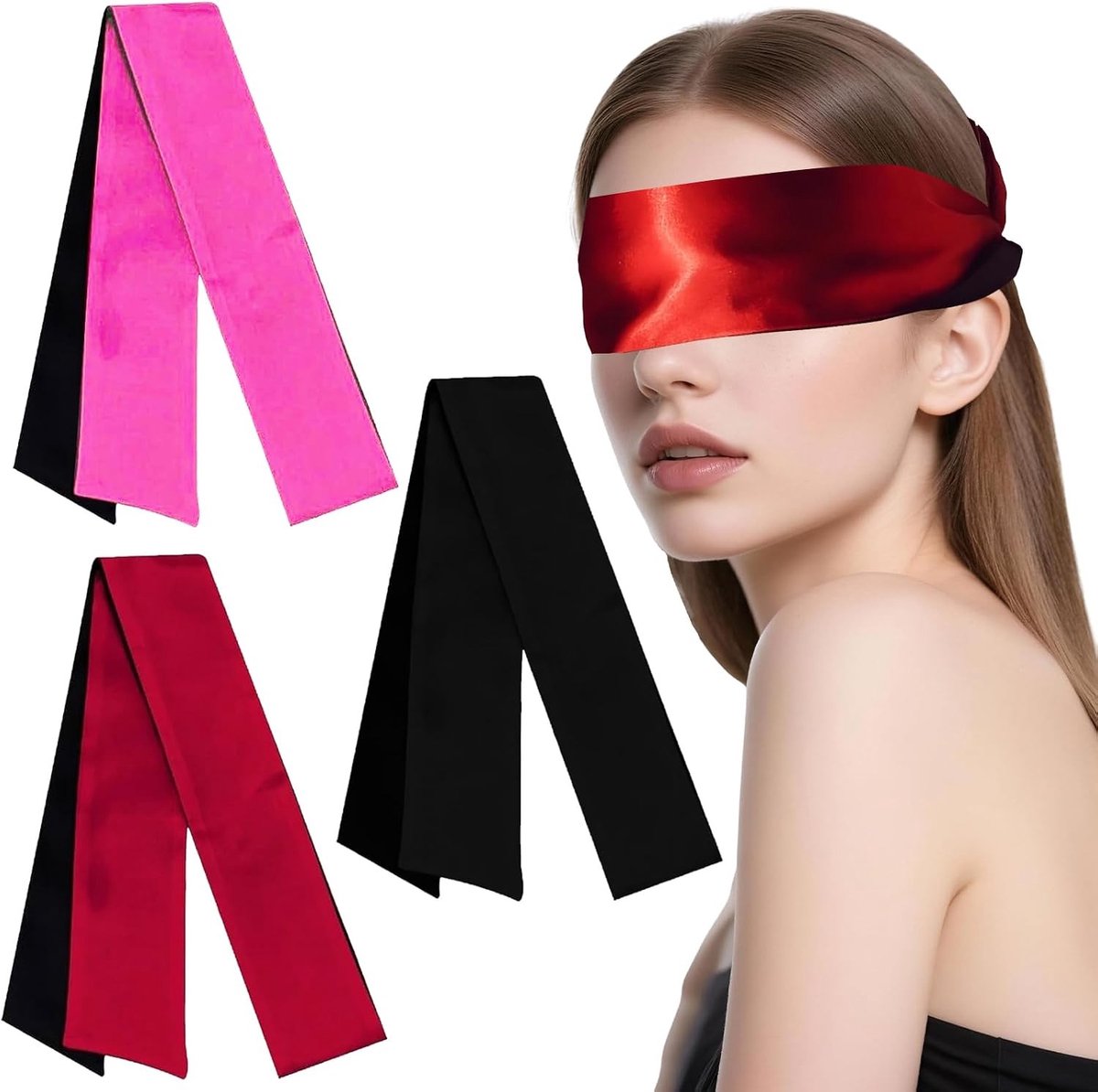 Set van 3 comfortabele slaapmaskers, satijnen oogband voor een betere nachtrust en ontspanning