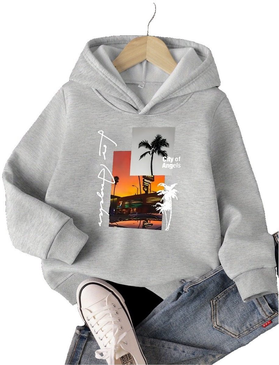 Currero Hoodie Jongens Warme Hoodie Met Capuchon Comfortabele Sweater Casual Trui Pullover Jongenstrui 13 Jaar Grijs