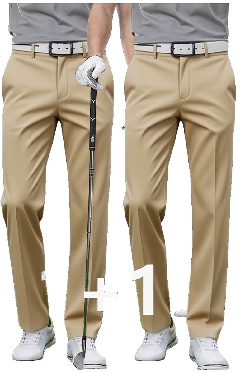 Currero Comfortabel Golfbroek Heren Golfkleding Nette Pantalon Mannen Broek Outfit Chino + Kaki + Kaki