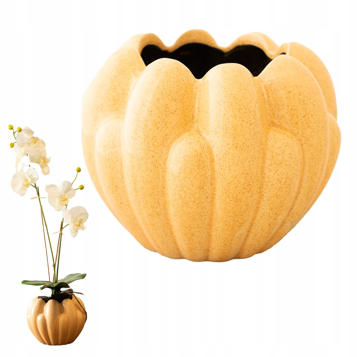 Keramische Bloempot Oranje Glanzend 14cm - Merkloos Decoratief