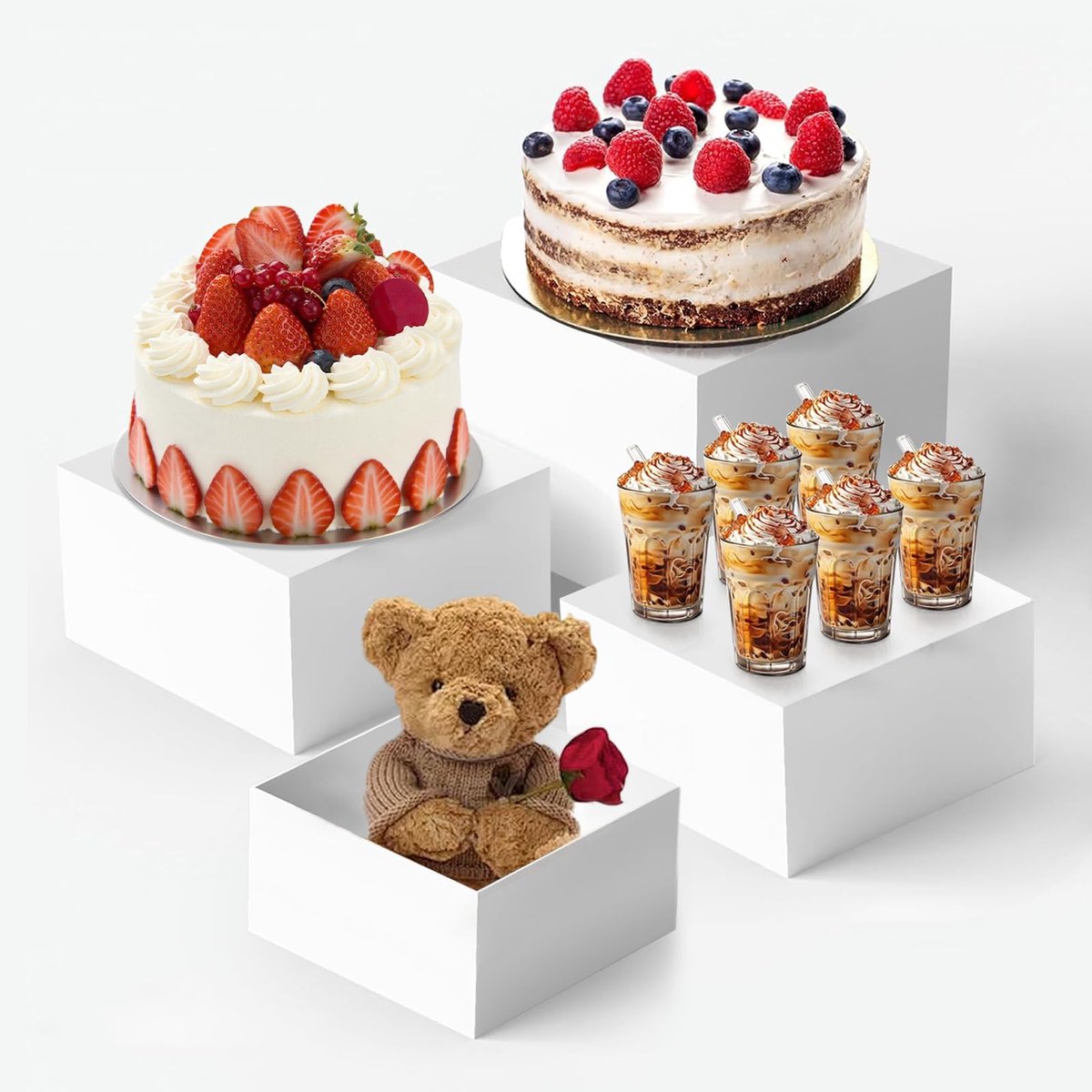 Elzusha - Buffetstandaard Set van 4 - Elegante Acryl Taartstandaard voor Bruiloften en Catering