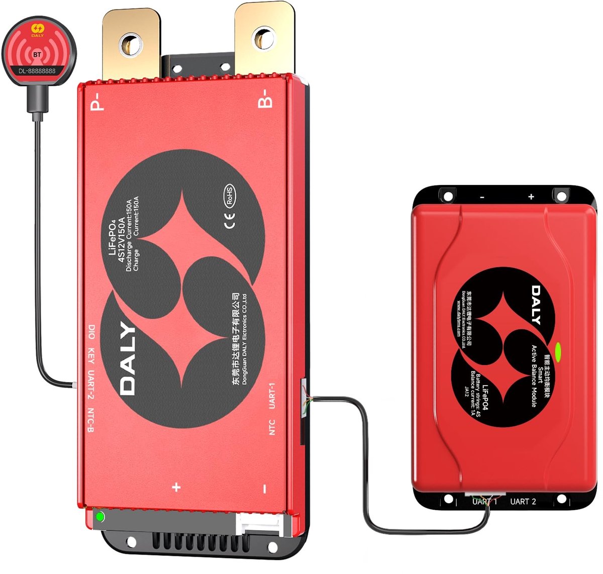 Elzusha - 12V 150A BMS met Bluetooth en Actieve Balancering