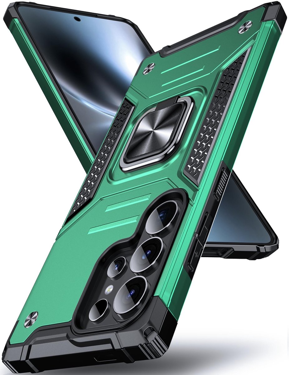 Elzusha - Hoes voor Galaxy S26 Ultra - Shockproof met 360° Kickstand - Donkergroen