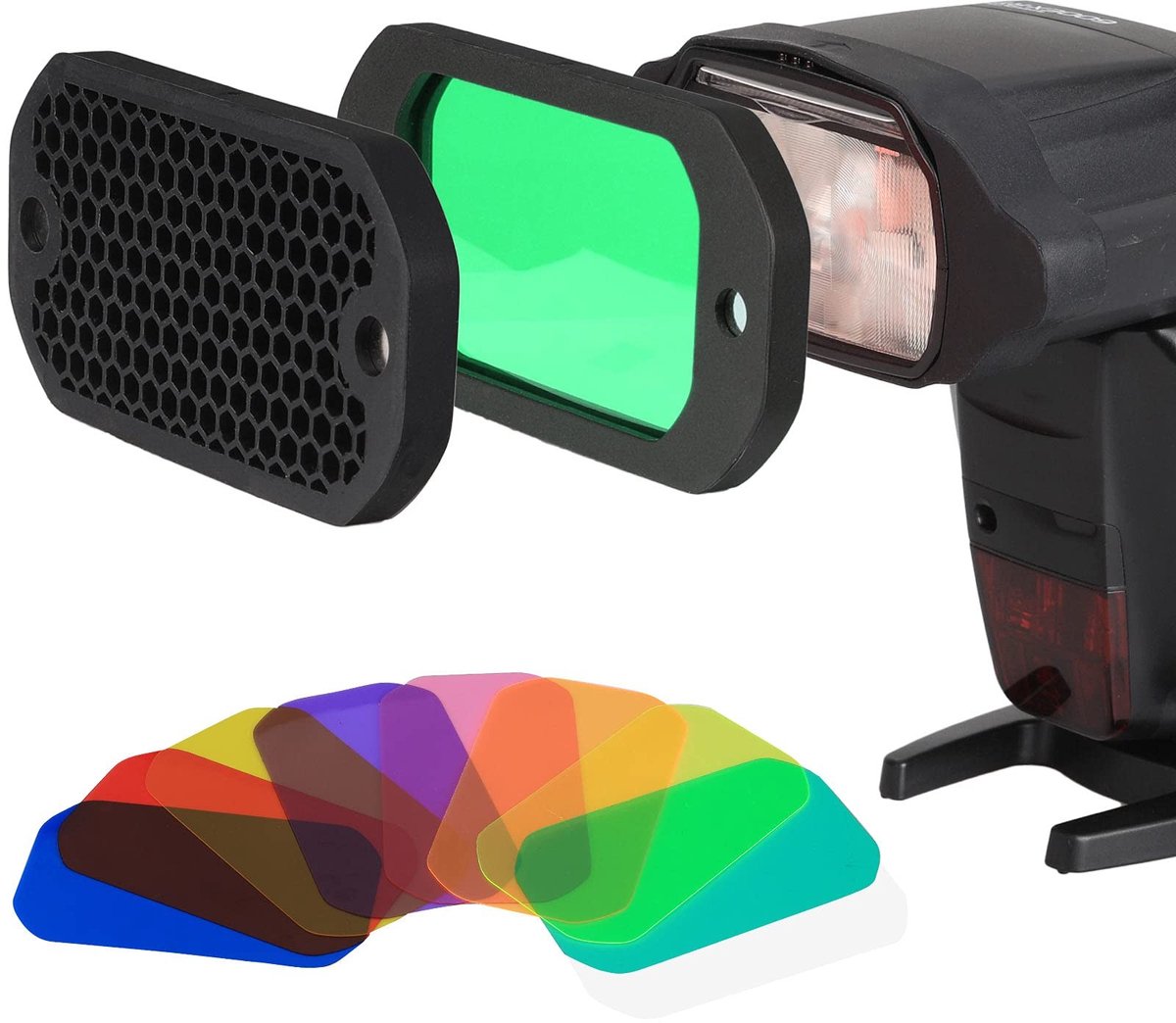 Elzusha - Flash Gels Filter Set met 8 Kleuren voor Camera Flitslicht