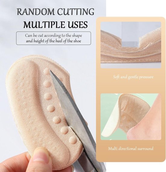 Set van 4 Hielkussens, Dikke Zolen, Antiwrijving en Drukverlichting voor Grote Schoenen, Zelfklevend, Zwart en Beige, Comfort en Ondersteuning — afbeelding 2