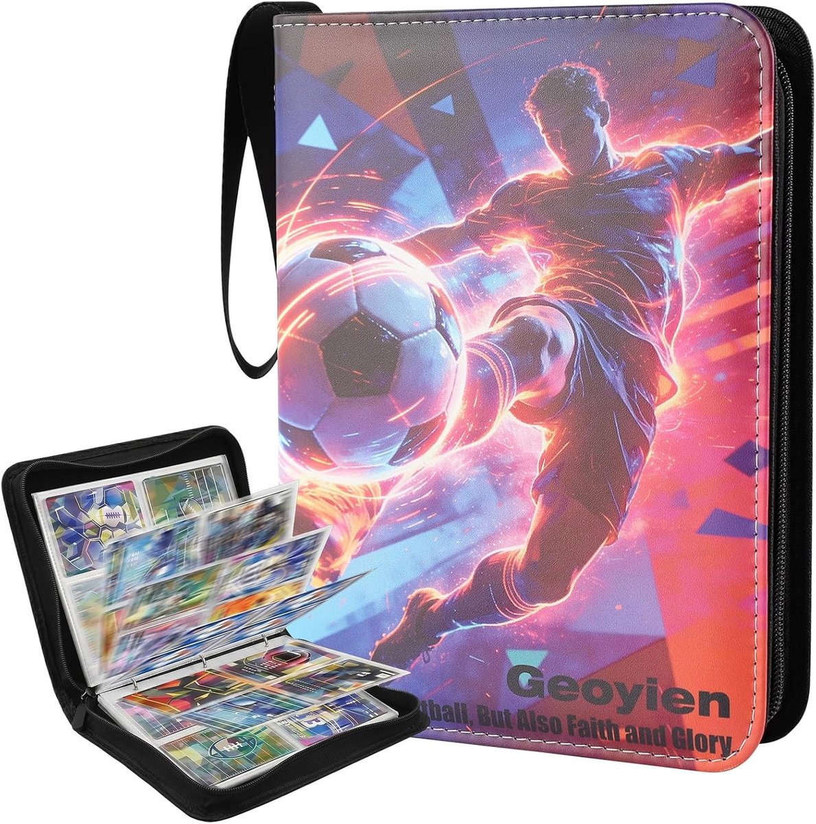 Card folder en toploader album voor standaard voetbalkaarten, 50 pagina's, 6.5 x 9.2 cm, ideaal voor spelersruilkaarten en verzamelingen