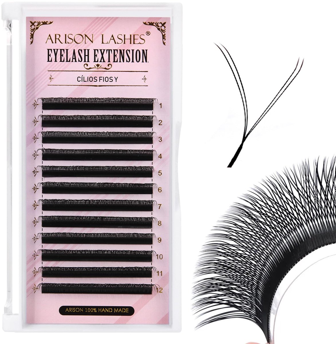 Lash Extensions 0.07 D Curl 12mm - Premade volume fans - Matte zwart faux mink - Lichtgewicht en zacht - ShopVlot
