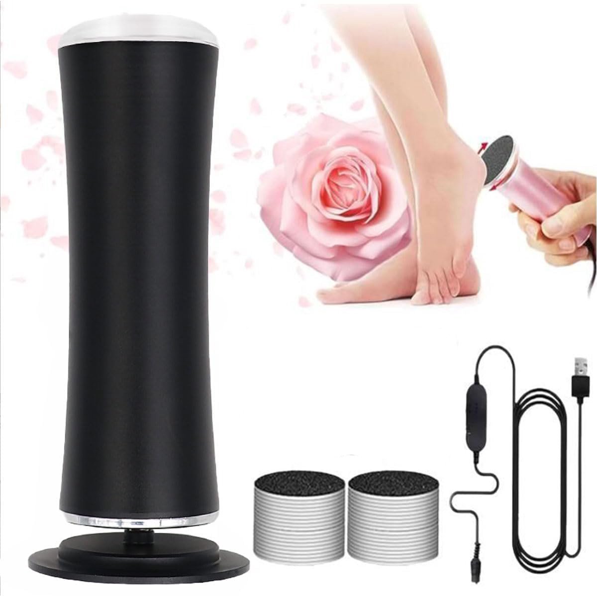 Elektrische Eeltverwijderaar - USB Oplaadbaar - Eeltvijl voeten - Callus remover - Voetvijl - Eeltrasp - Pedicure set - Likdoorn - Eeltverwijderaars - Eeltschraper - Eeltmesjes - 60 Schuurpads - Voor dode, schilferige en gebarsten huid - Zwart