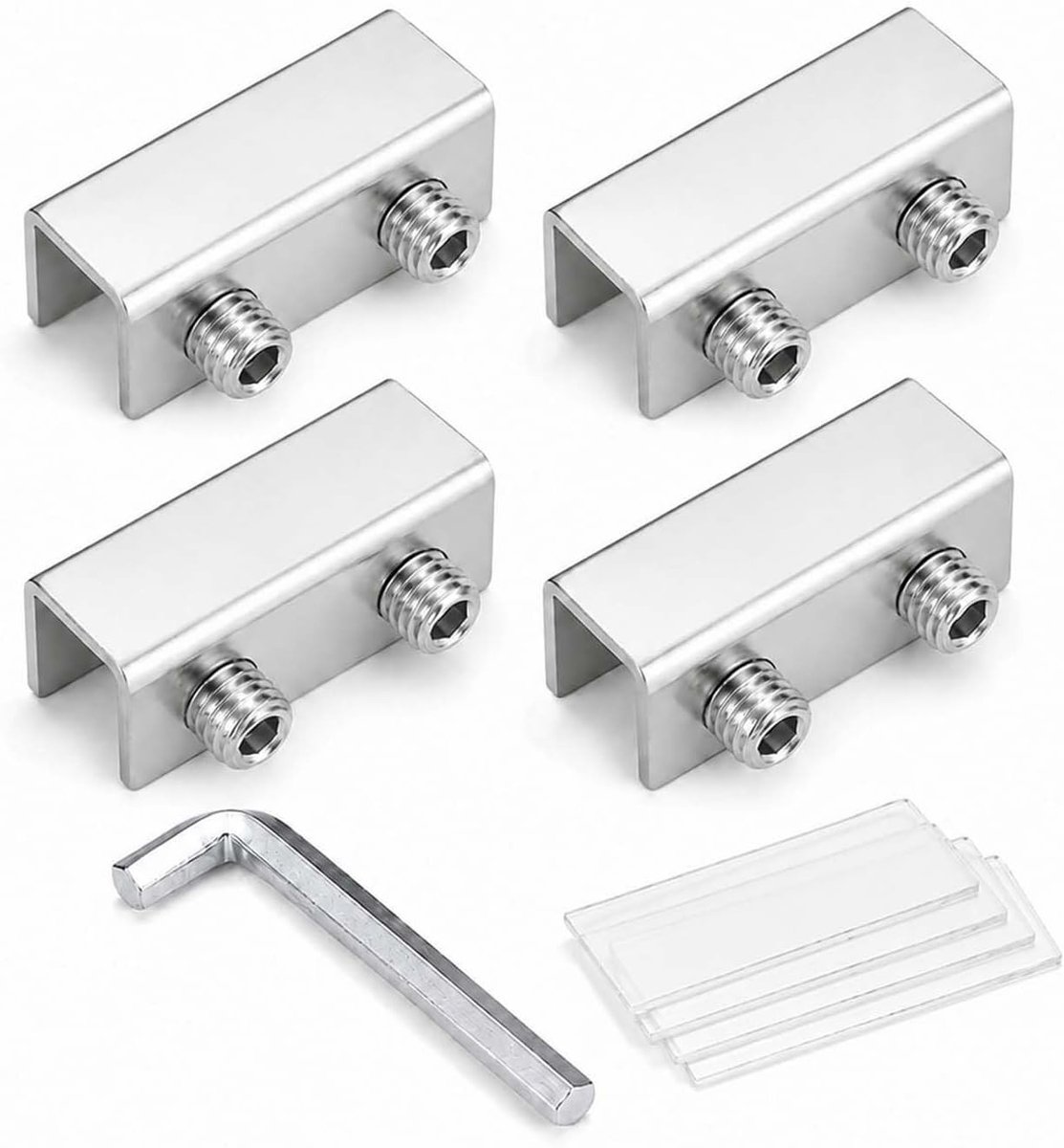 Set van 4 Verstelbare Raamstoppers voor Schuiframen - Veiligheid voor Deuren en Raamopeningen, Inclusief Inbussleutel, Ideaal voor Balkon en Huisgebruik