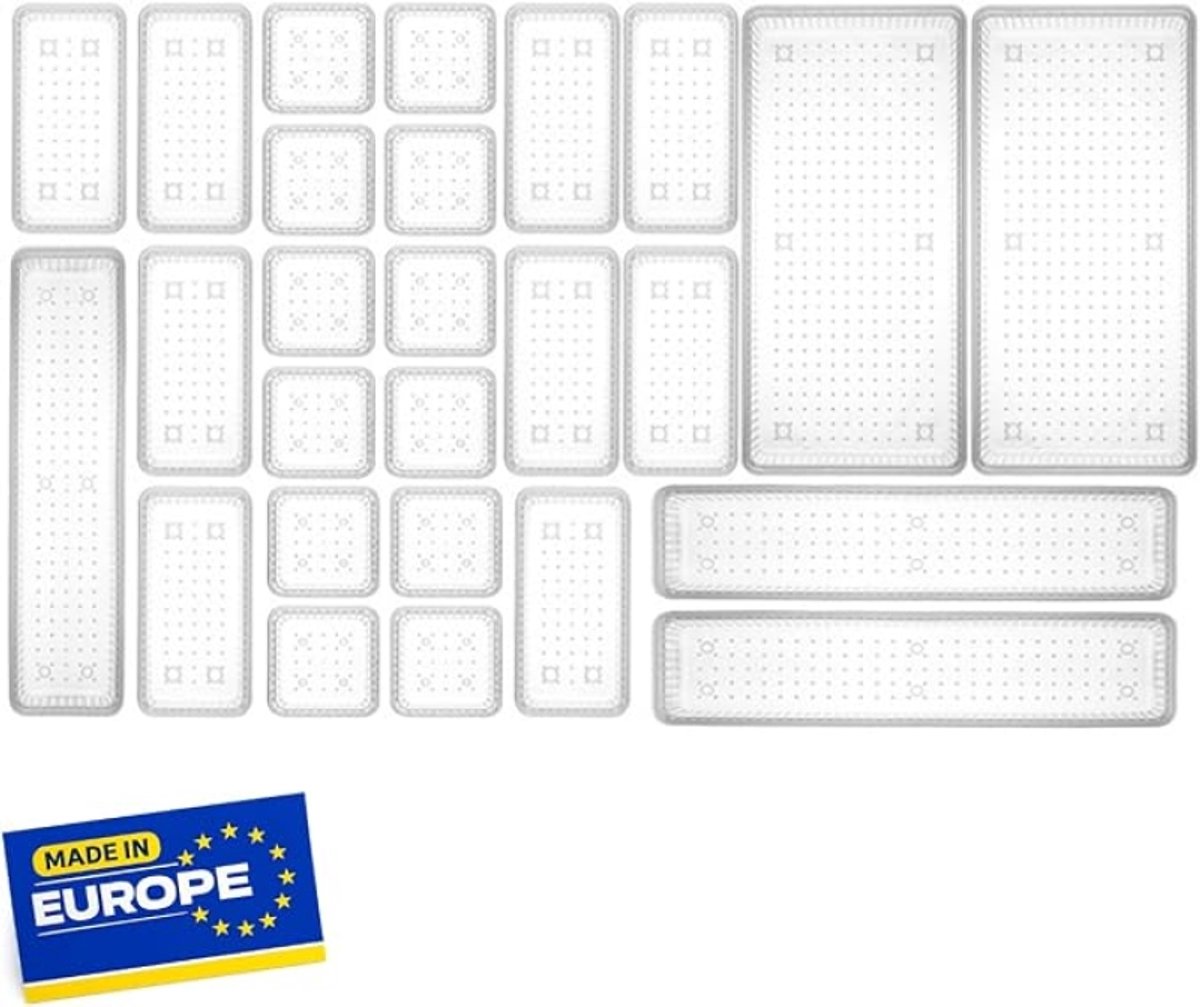 Lade Organizer Set van 26 - Transparant - Bureau, Keuken, Badkamer en Make-up Organizer - Ladeverdelers