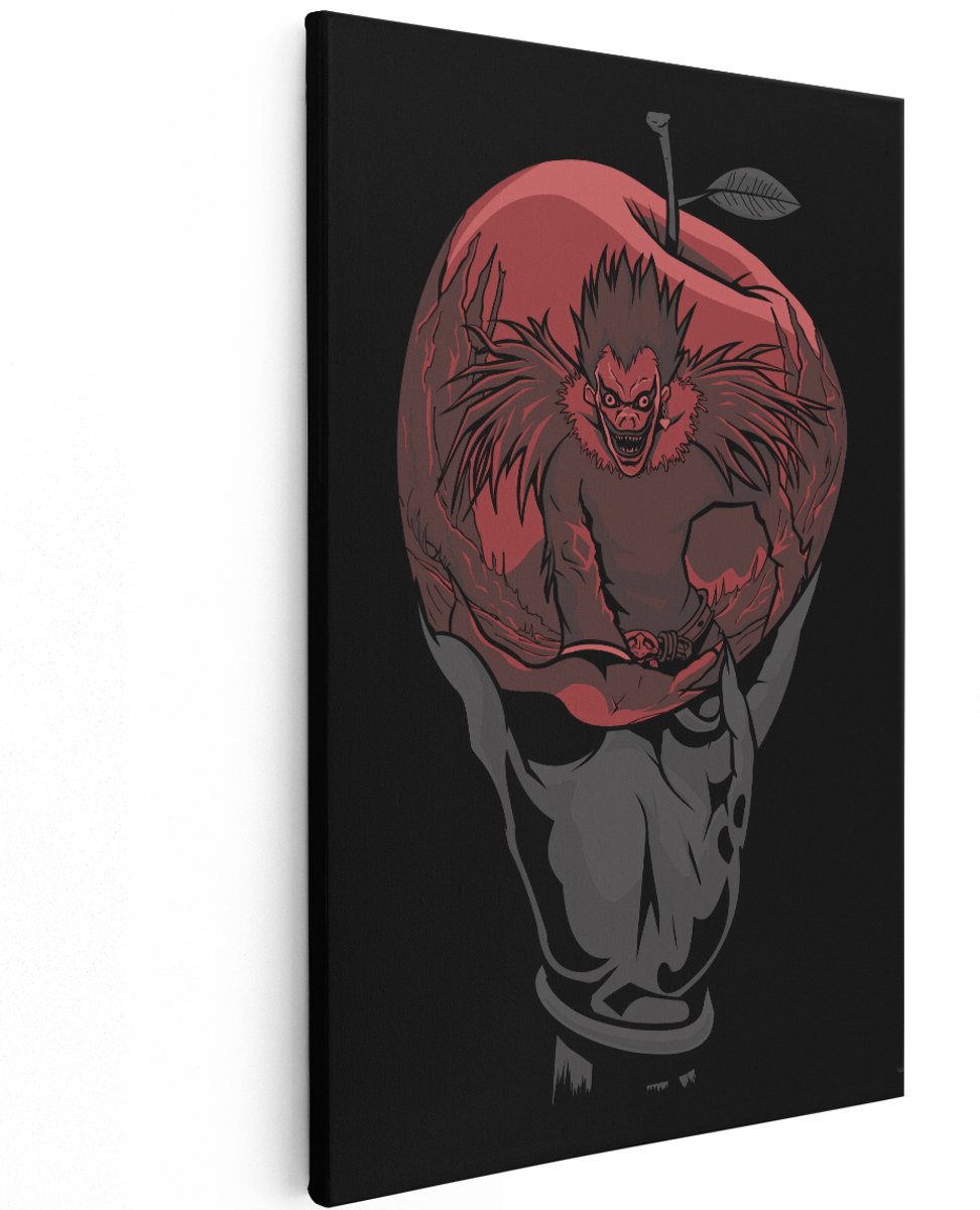 Artaza Canvas Schilderij Ryuk - 100x150 cm - Groot - Wanddecoratie Death Note Anime - Muurdecoratie Shinigami - Decoratie Rode Appel Slaapkamer