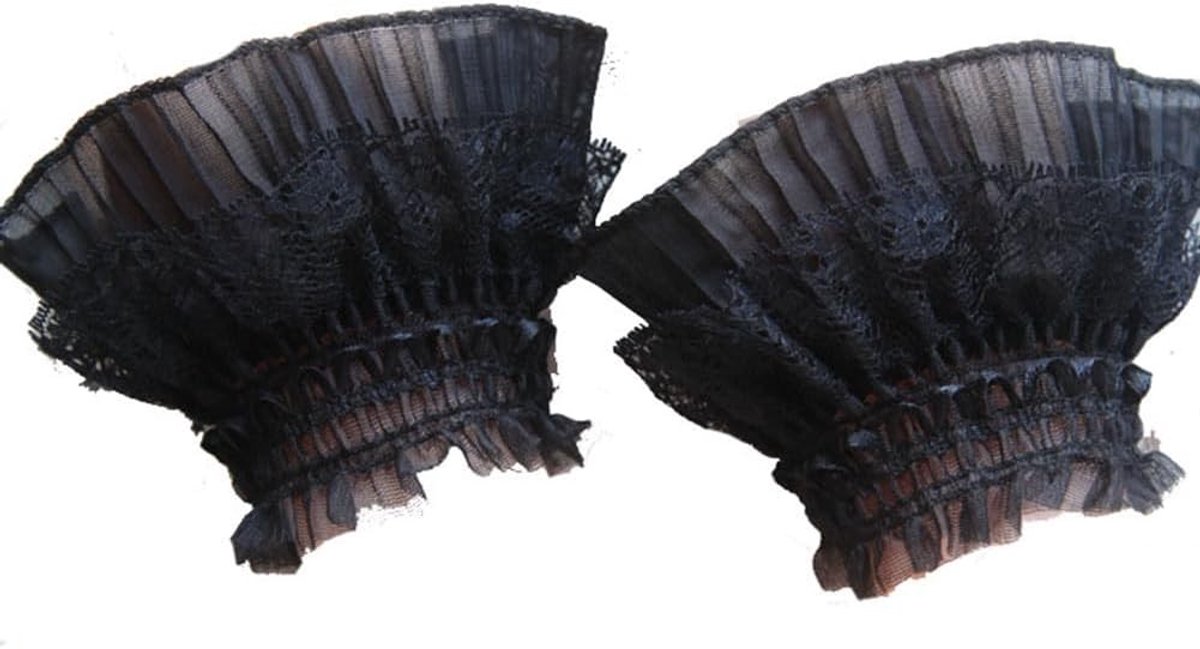 Elegante Korte Ruches Mouwen met Kanten Manchet voor Dames - Ideaal voor Lolita Stijl en Feestjes