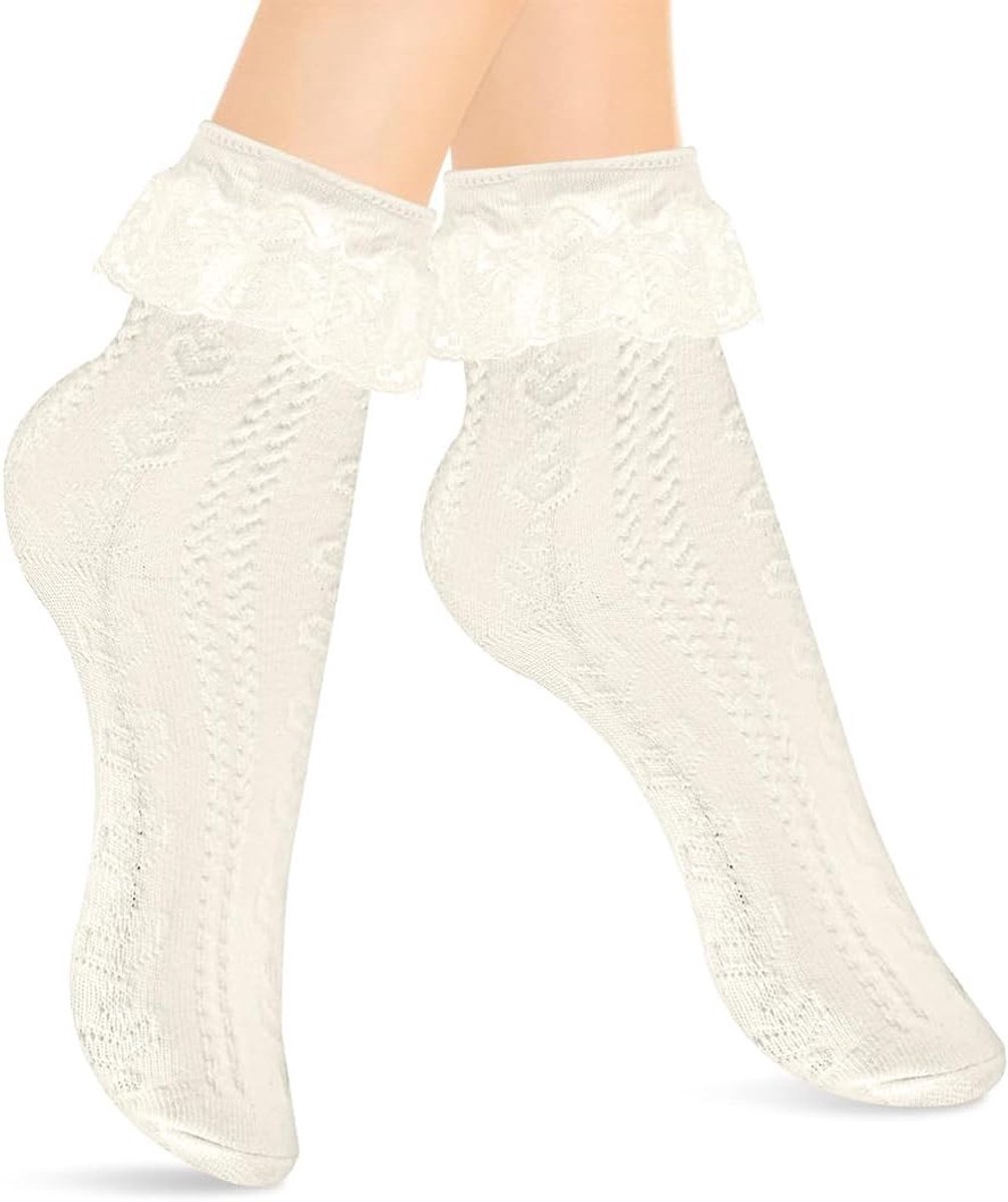 Elegante Ruffle Sokken voor Dames, Kanten Enkelsokken, Perfect voor Kostuums en Feestjes