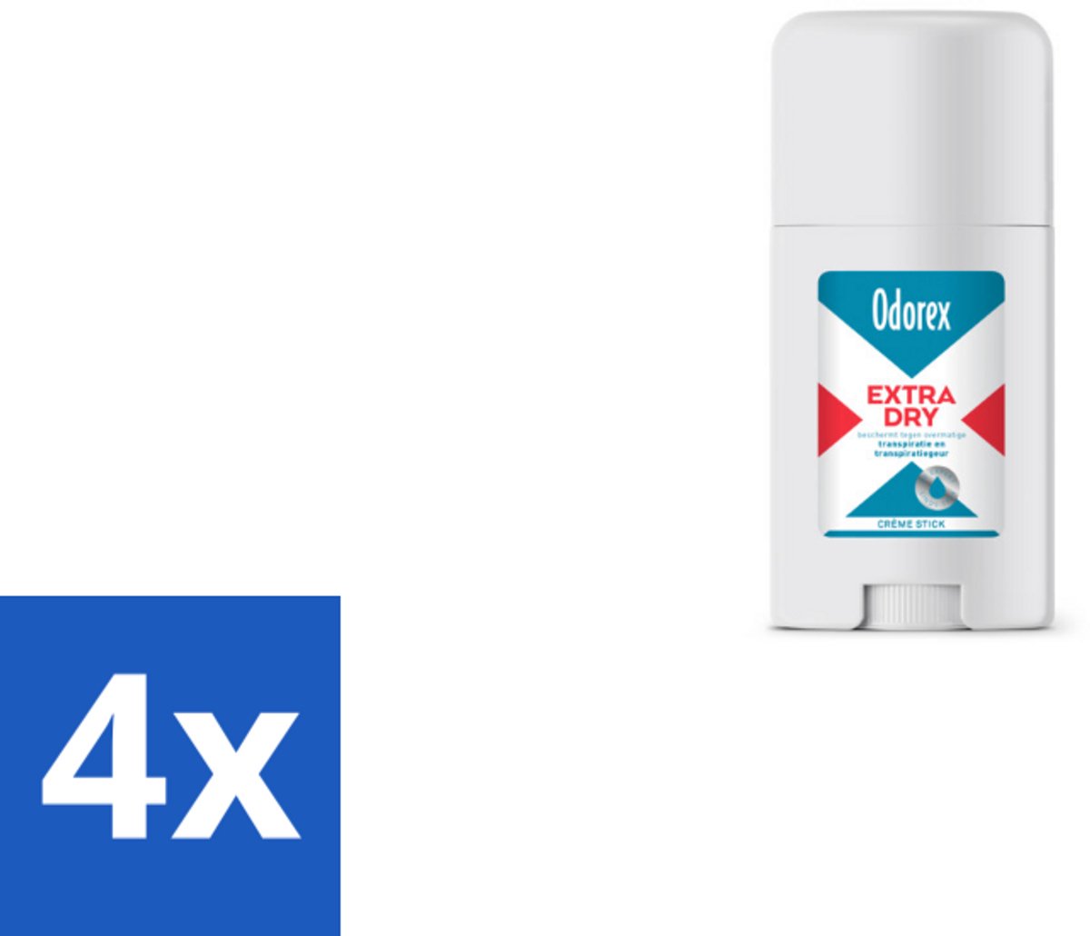 4 x Odorex Extra Dry Stick 40 ml - Geurloos - Anti-zweet - Droog - Zweetvermindering - Huidvriendelijk
