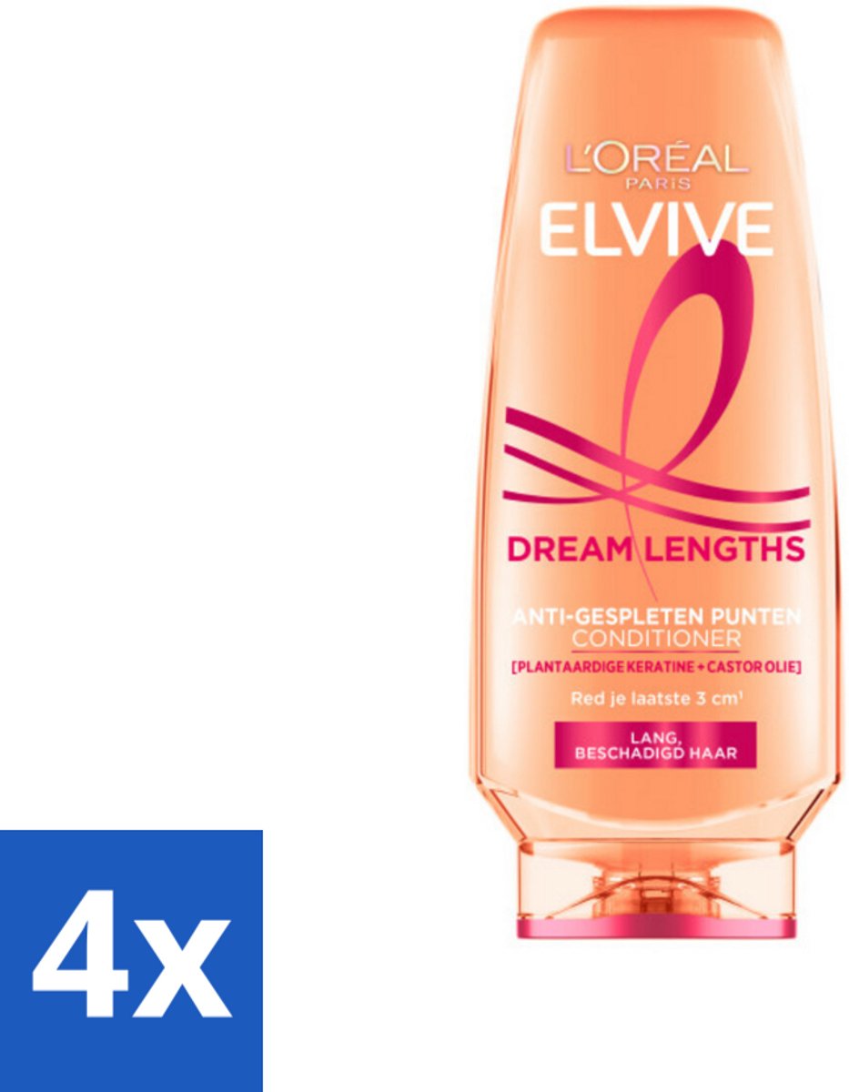 4 x L'Oréal Elvive Dream Lengths Conditioner 200 ml - Lang Haar - Beschadigd Haar - Haar Herstel - Haar Verzorging - Haar Voeding