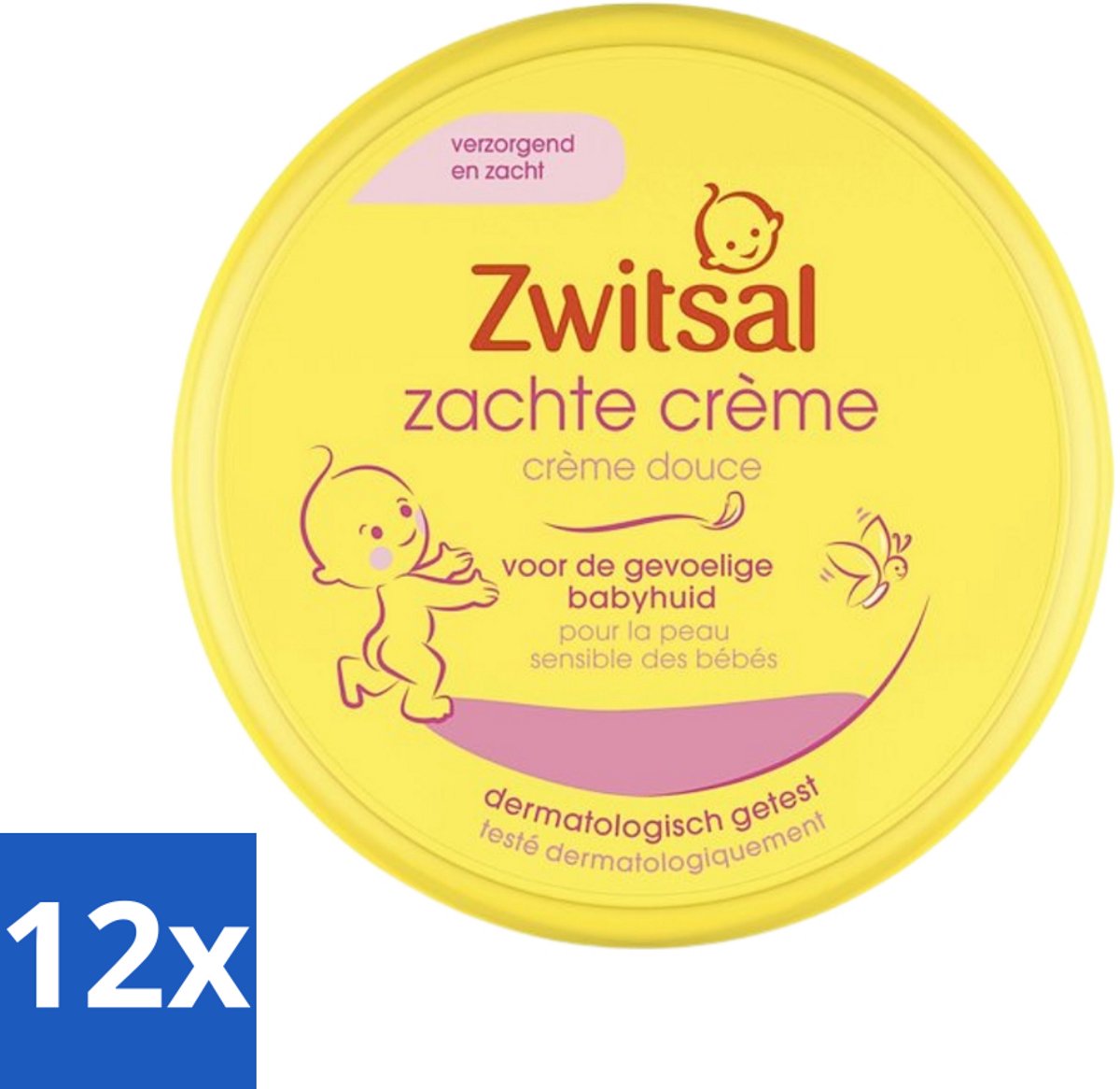 12 x Zwitsal - Zachte Crème - Babyverzorging - Huidvriendelijke pH - Hydraterend - 200 ml - Babyhuid Verzorging - Zwitsal Crème - Hydraterende Crème - Vitamine E - Huidvriendelijk
