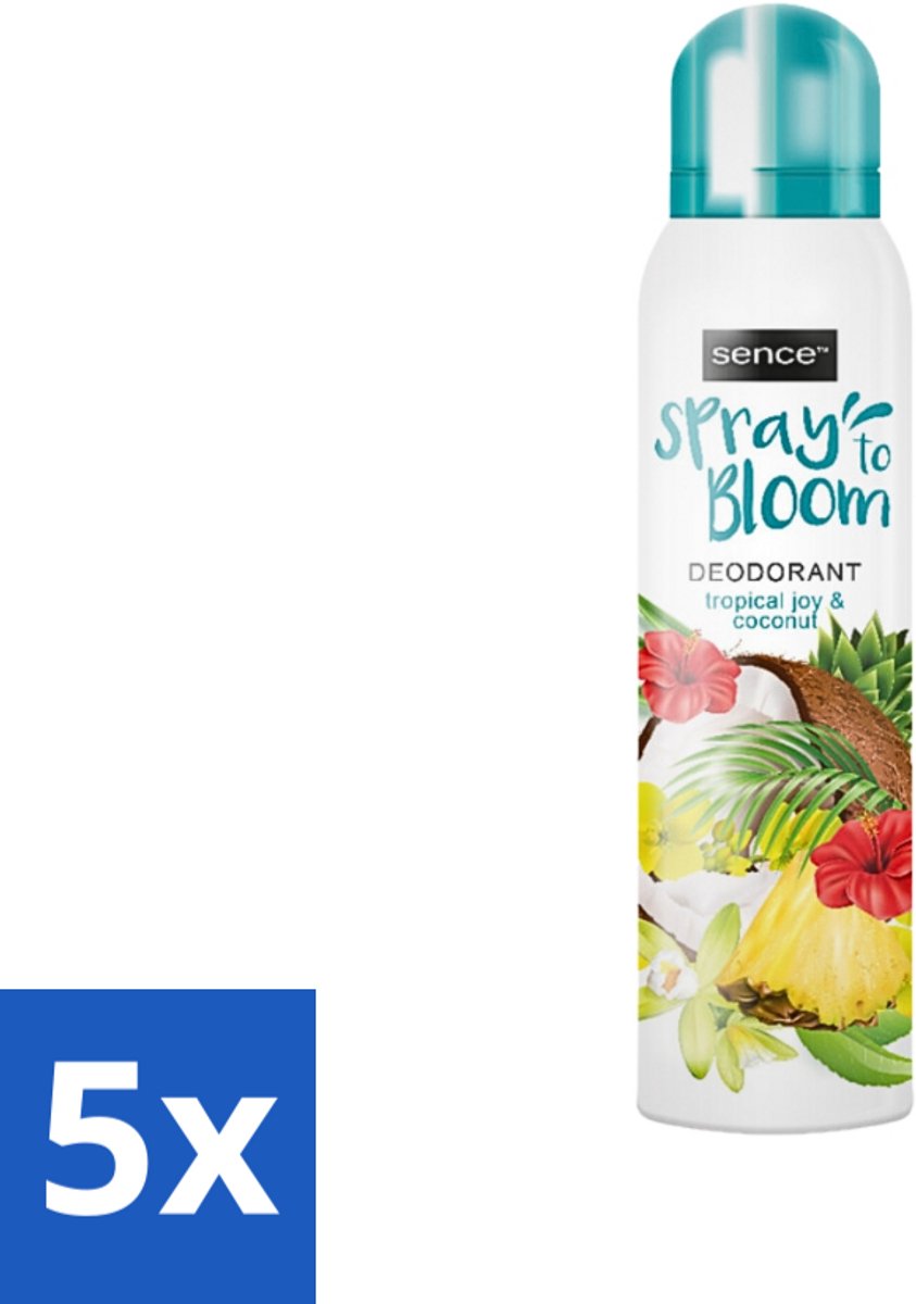5 x Sence - Tropical Joy & Coconut - Deodorant - Exotisch - 150 ml - Tropisch - Kokos - Exotisch - Deodorant - Frisheid
