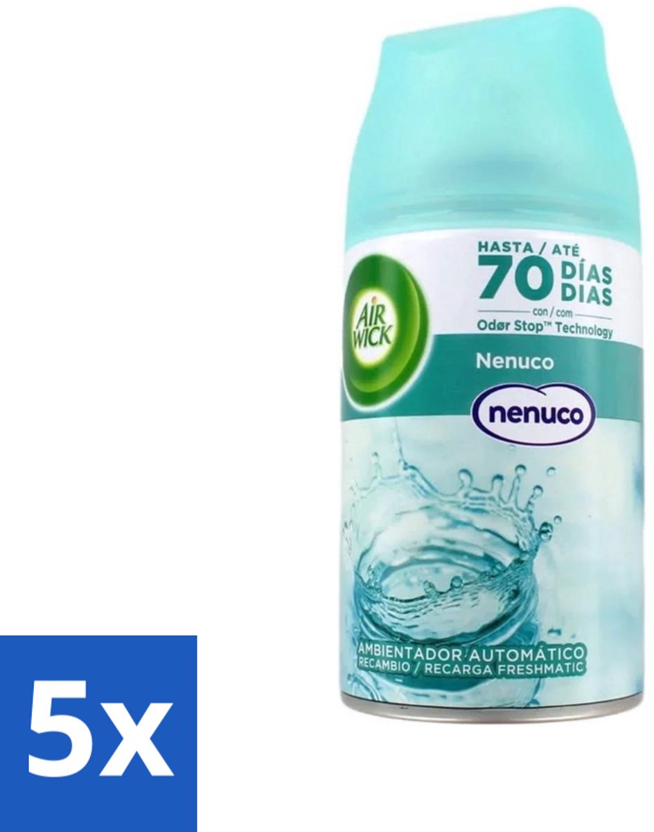 5 x Air Wick - Luchtverfrisser Navulling - Nenuco - Automatische Spray - 250 ml - Luchtverfrisser - Geurverspreiding - Nenuco - Air Wick - Automatische Spray