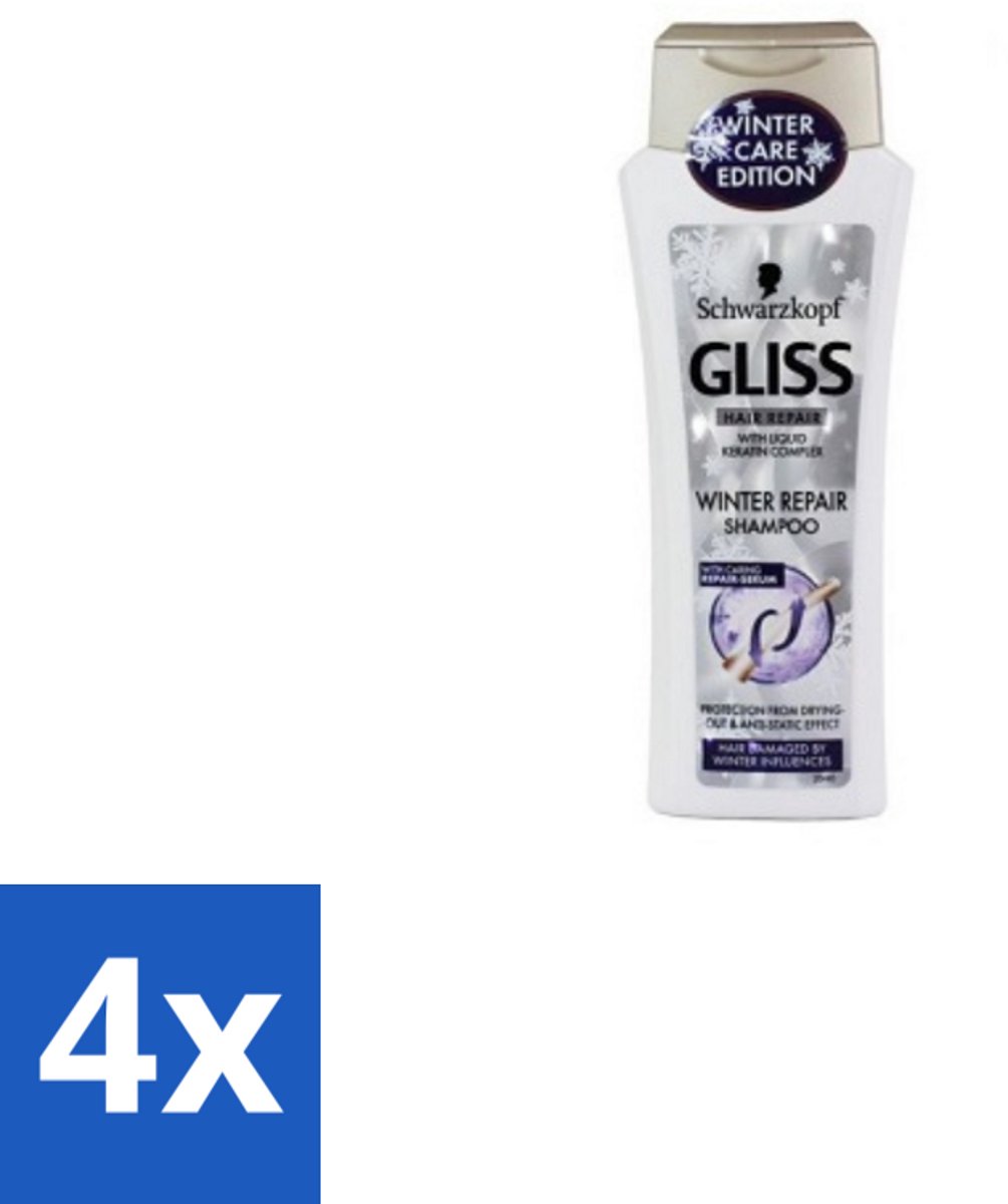 Schwarzkopf - Gliss Kur - Shampoo - Keratine - Haarherstel - 250 ml - Voordeelverpakking - 4 stuks