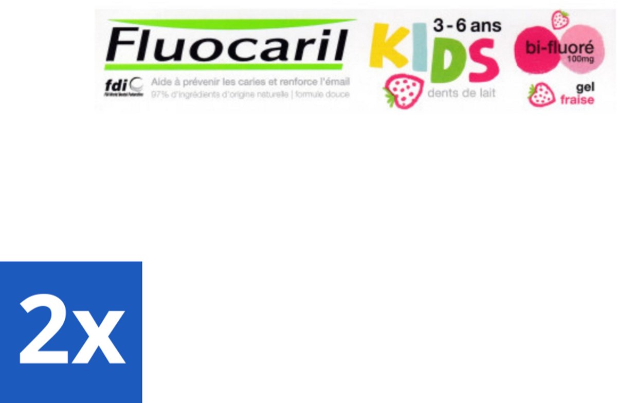 2 x Fluocaril Kids - Bi-Fluoride - Tandpasta - Met Aardbeiensmaak - 3 tot 6 jaar - 50 ml - Tandpasta Voor Kinderen - Fluoride Tandpasta - Kinder Tandpasta - Aardbeiensmaak Tandpasta - Tandenpoetsen Voor Kinderen