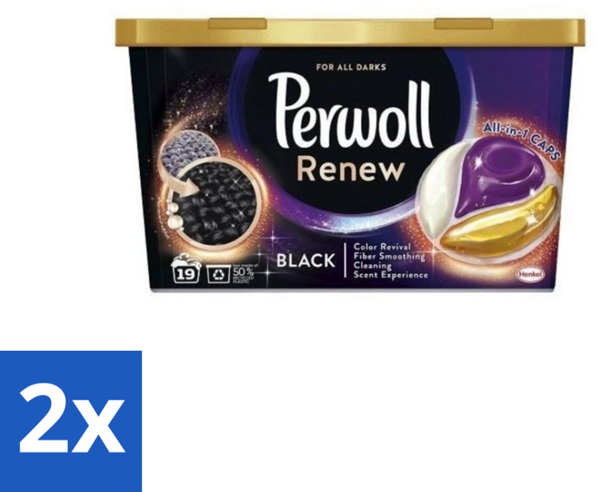 2 x Perwoll - Wasmachinecapsules - Donkere Was - 19 Wasbeurten - Wascapsules - Donkere Was - Wasmiddel - Kleurbehoud - Wasmachine Capsules