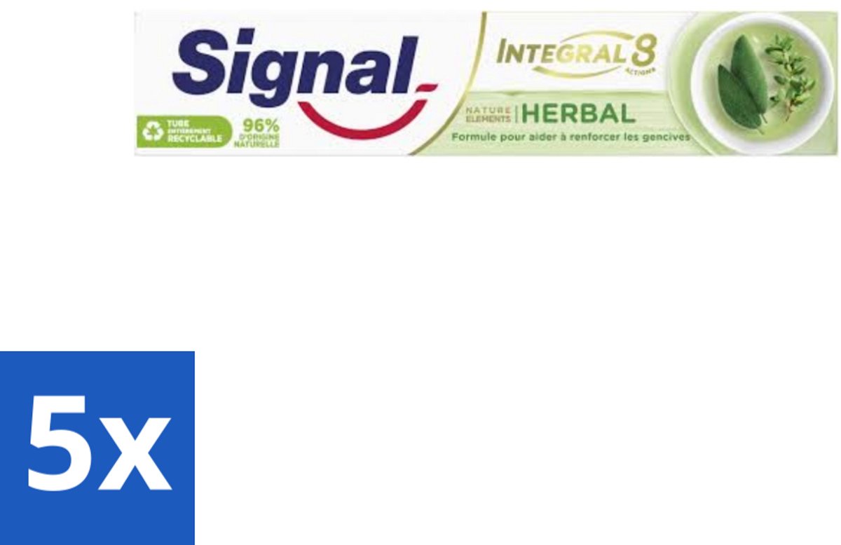 Signal - Integral & Actions - Tandpasta - Natuurlijke Kruiden - Gerecyclede Verpakking - 75 ml - Bulkverpakking - 5 stuks