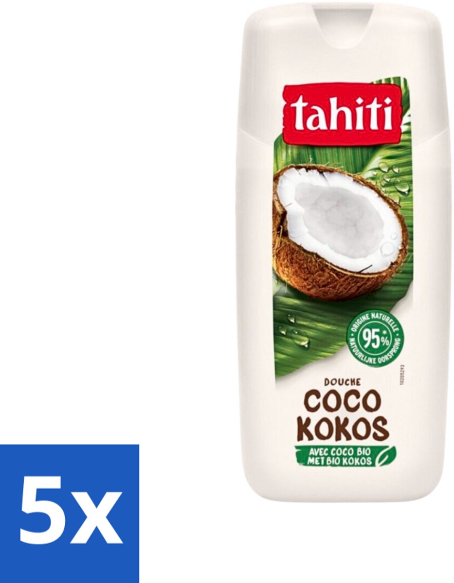 Tahiti - Douchegel - Biologische Kokos - 100% Vegan - 300 ml - Bulkverpakking - 5 stuks