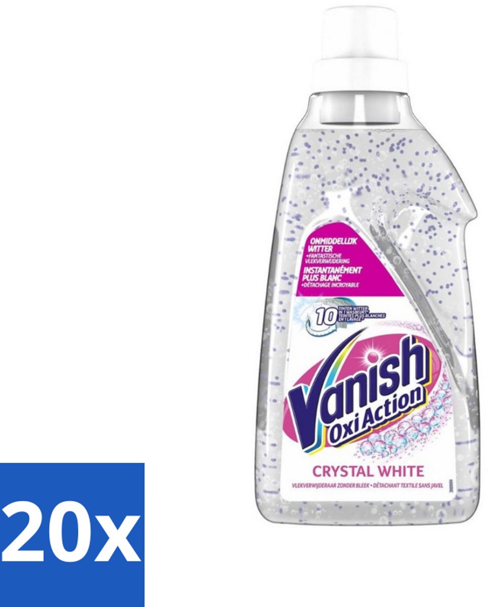 Vanish Oxi Action - Kristalwit - Vlekkenverwijderaar Gel - Zonder Bleek - Witte Was - 15 Wasbeurten - Bulkverpakking - 20 stuks