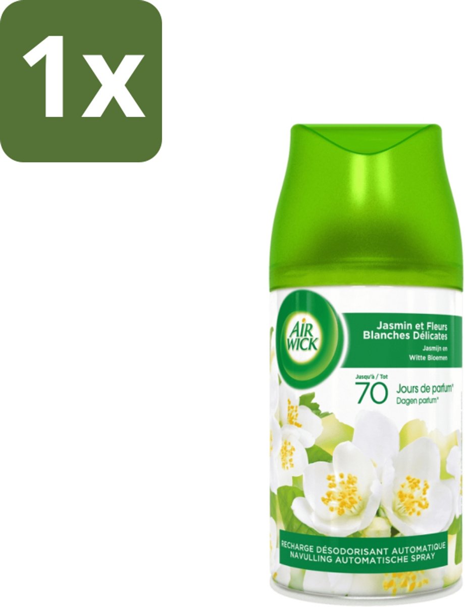 1 x Air Wick Freshmatic - Luchtverfrisser - Navulling Automatische Spray - Jasmijn en Witte Bloemen - 250ml - Luchtverfrisser - Automatische Geur - Jasmijn En Witte Bloemen - Geur Neutraliseren - Fris Huis