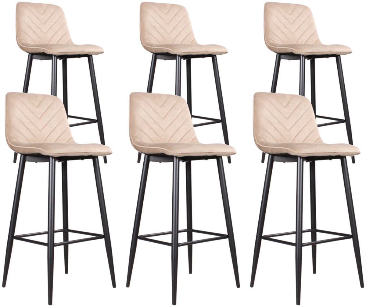 DS4U® - Gaby barkruk 75 cm - Set van 6 - Champagne - Velvet