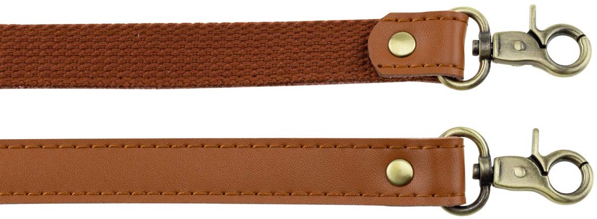 Allzedream Echt lederen handtasriem, genaaid canvas, vervangingsriem voor handtas en schoudertas, 2 stuks, Kameel - ShopVlot