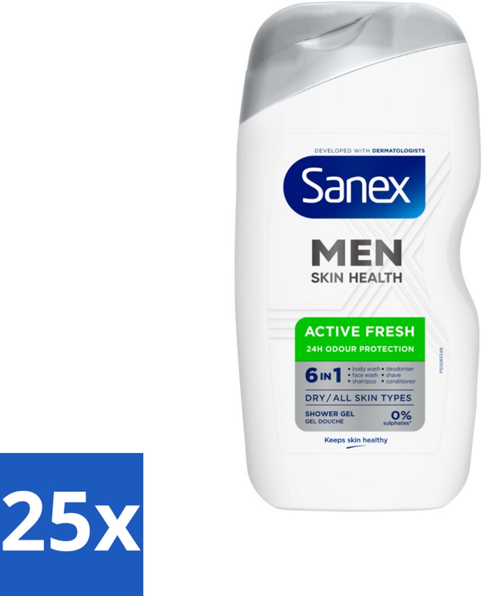 Sanex – Douchegel – Men Active Fresh – 400 ml - Bulkverpakking - 25 stuks