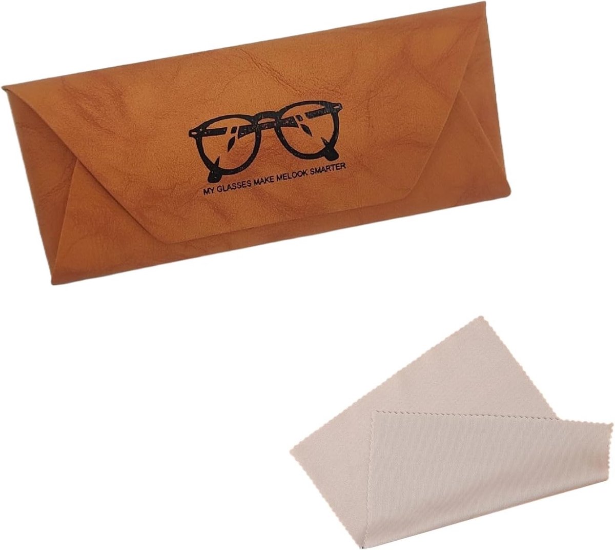 Harde leren etui met microvezeldoek, bruin, stoot- en krasbestendig, ideaal voor zonnebril en leesbril, compact en handig voor onderweg