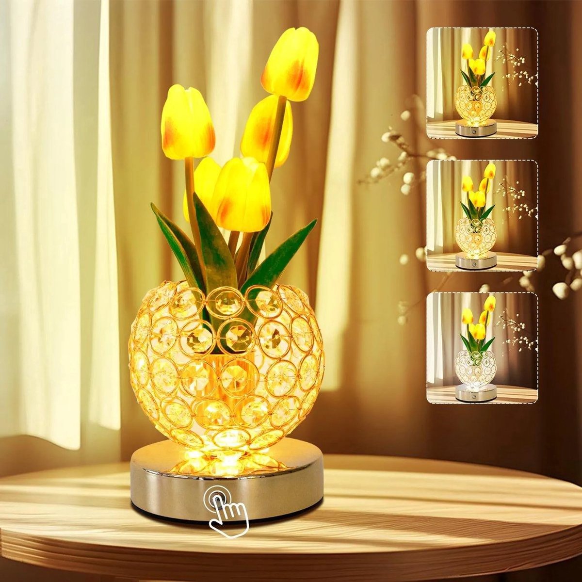 Kunstplanten - Kunstbloemen - Nepbloemen - Tulp Bloemenlamp - Oplaadbare Draadloze Aanraaktafellamp - Dimbare ledlamp - Cadeau vrouw - moederdag cadeau voor mama - Decoratie - Oranje