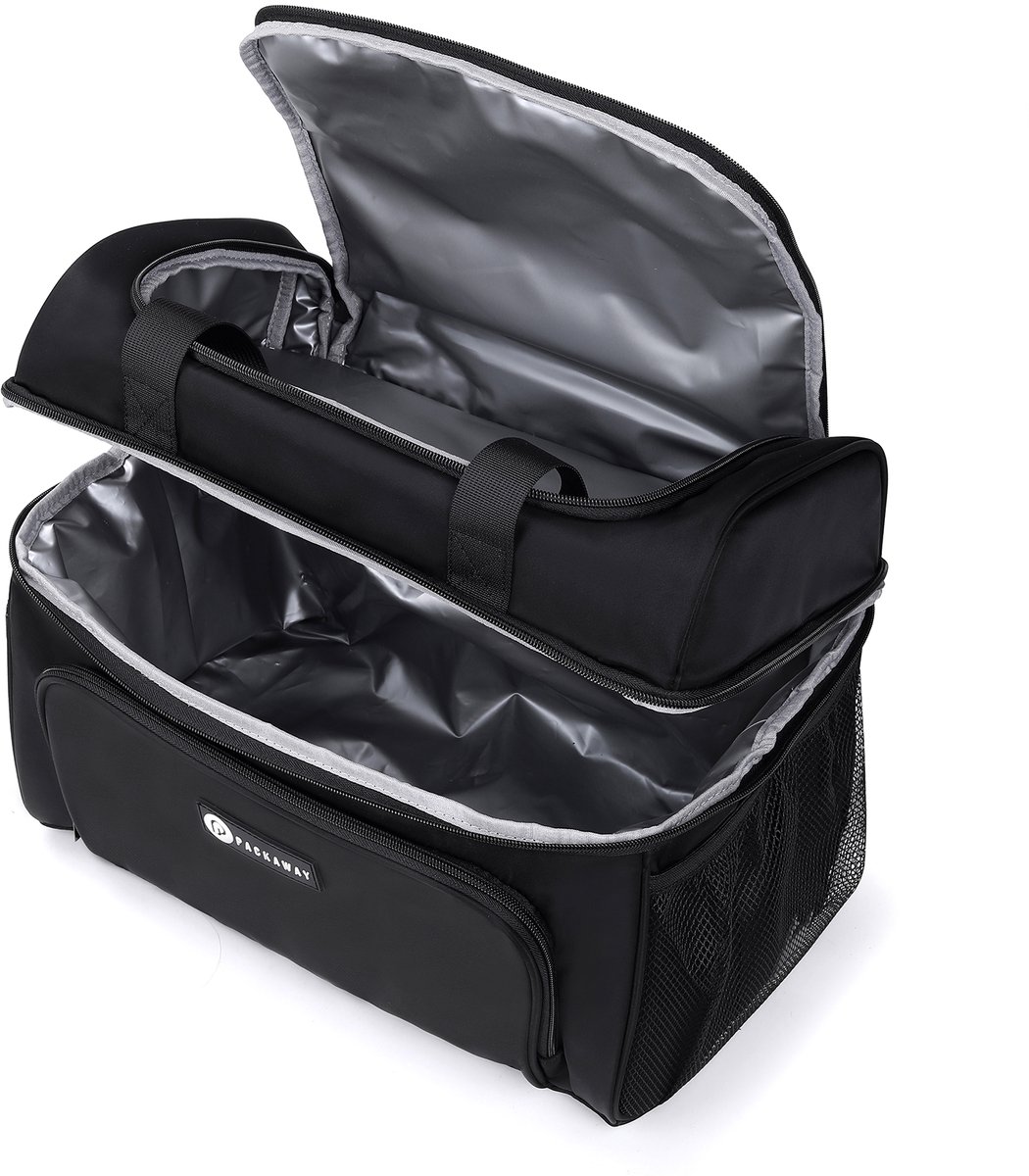 Packaway Koeltas 20L - Lunchtas - Inclusief 4 Koelelementen - Dubbel Compartiment - 4-Laags Geïsoleerd - Waterafstotend - Signature Black — cadeau in Sport & Outdoor - foto 8