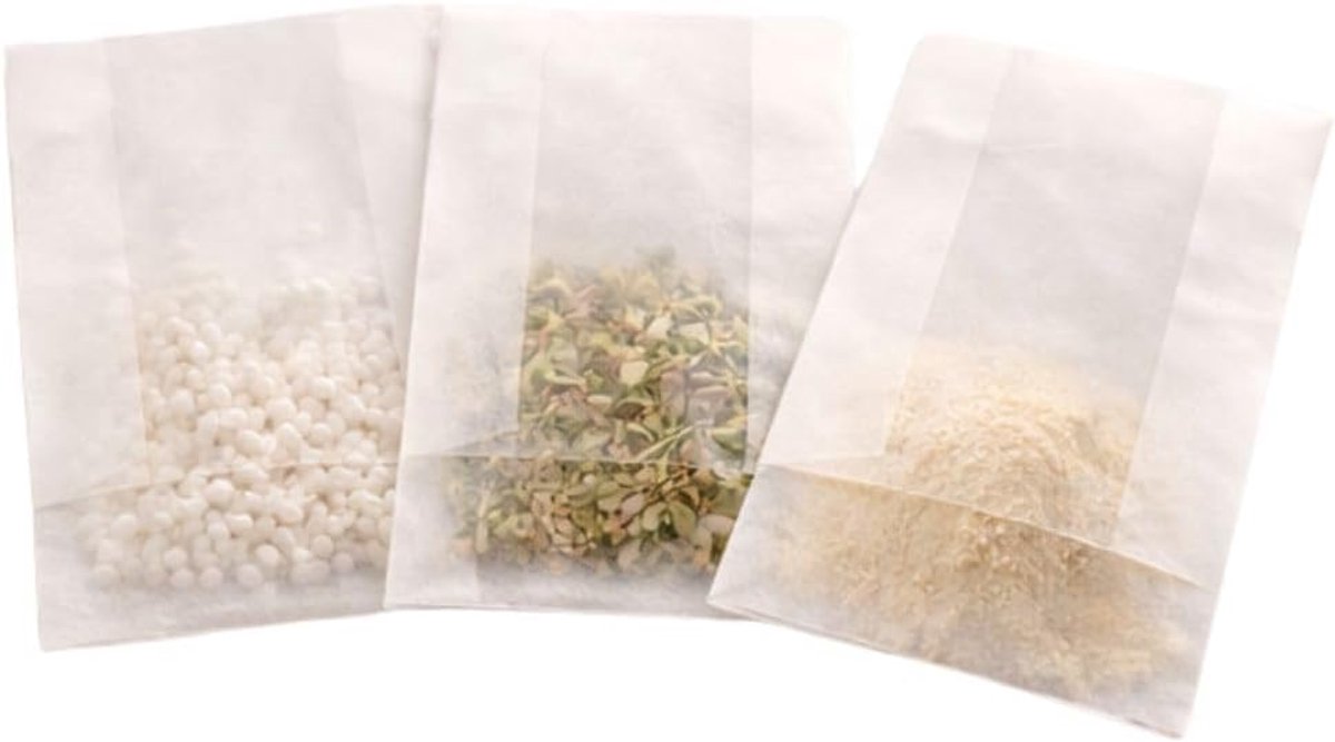 Perkamentzakjes, platte bodemzakjes, kleine papieren zakjes voor lijm, glitter, confetti, make-up, naalden, enz. (500)