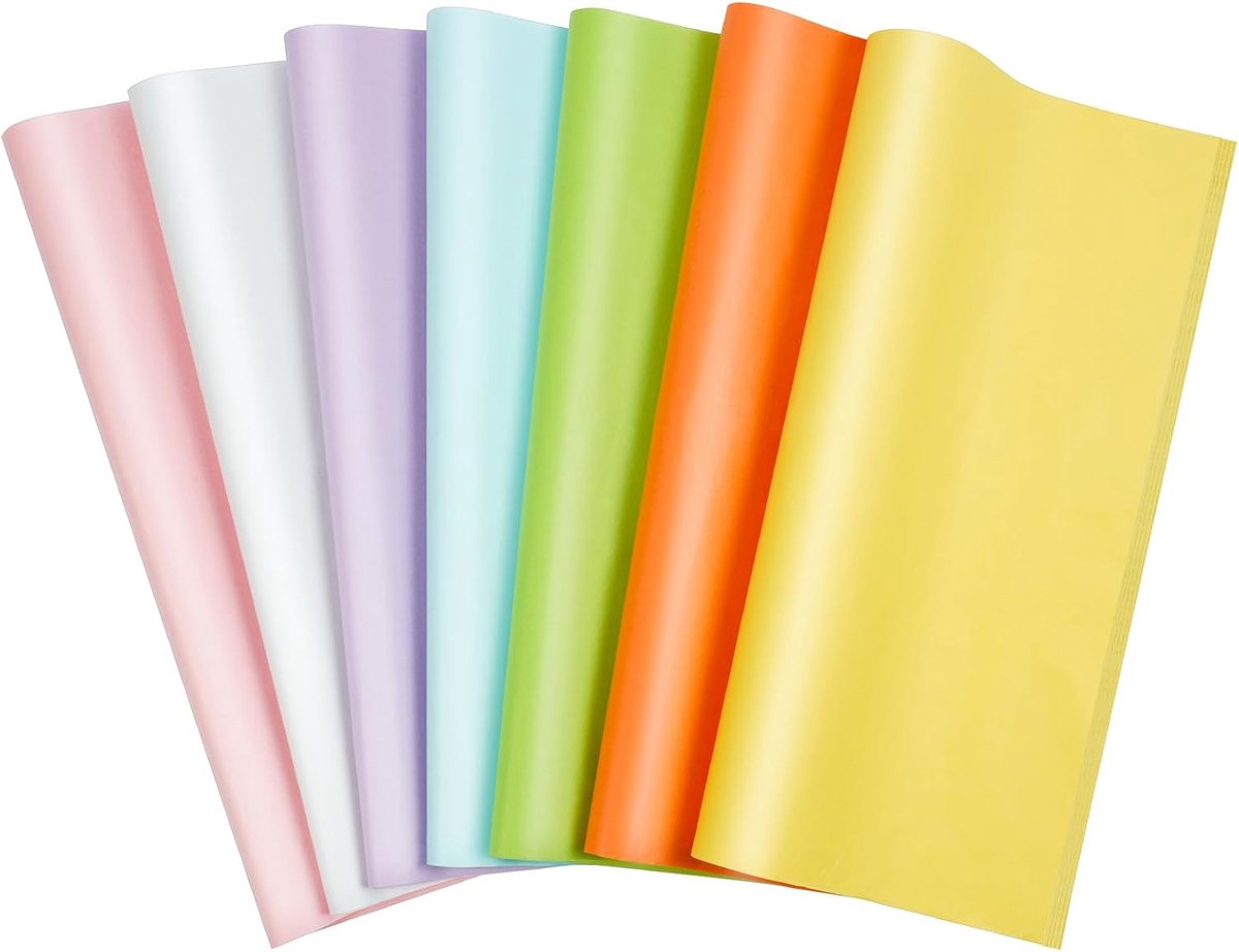 Kleurrijk zijdepapier, 35 vellen, 70 x 50 cm, voor pompons, doe-het-zelf, creatieve hobby's, geschenkverpakkingen, vulstoffen voor dozen (7 kleuren)