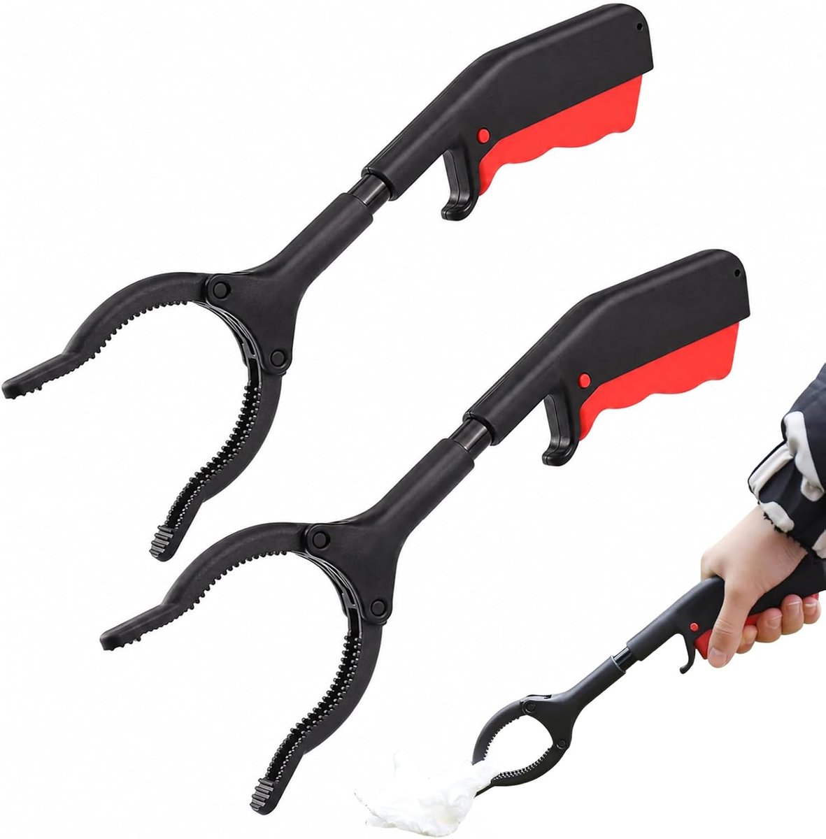 2 stuks vuilnistang voor kinderen, grijptang voor kinderen, vuilnisgrijper, kindergrijptang, 30 cm, grijptang voor senioren, korte uitvoering, geschikt voor recycling, tuin, erf