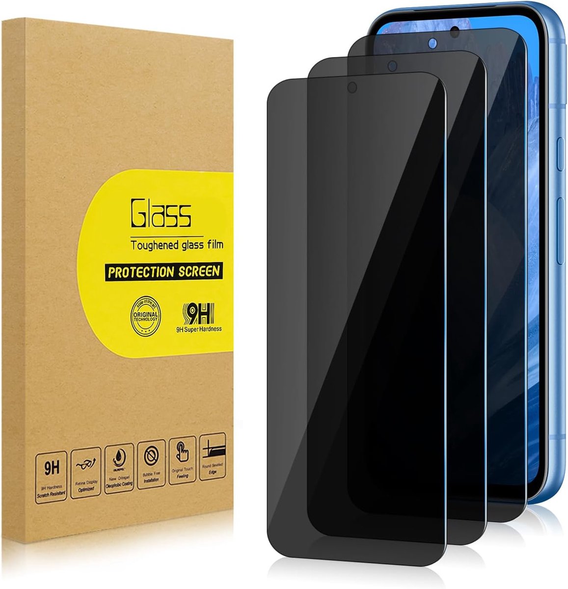 3-pack privacyschermbeschermer voor Google Pixel 8A [anti-spy gehard glas], ultra HD, krasbestendig, luchtbelvrij, eenvoudig te installeren 9H beschermend glas voor Pixel 8a