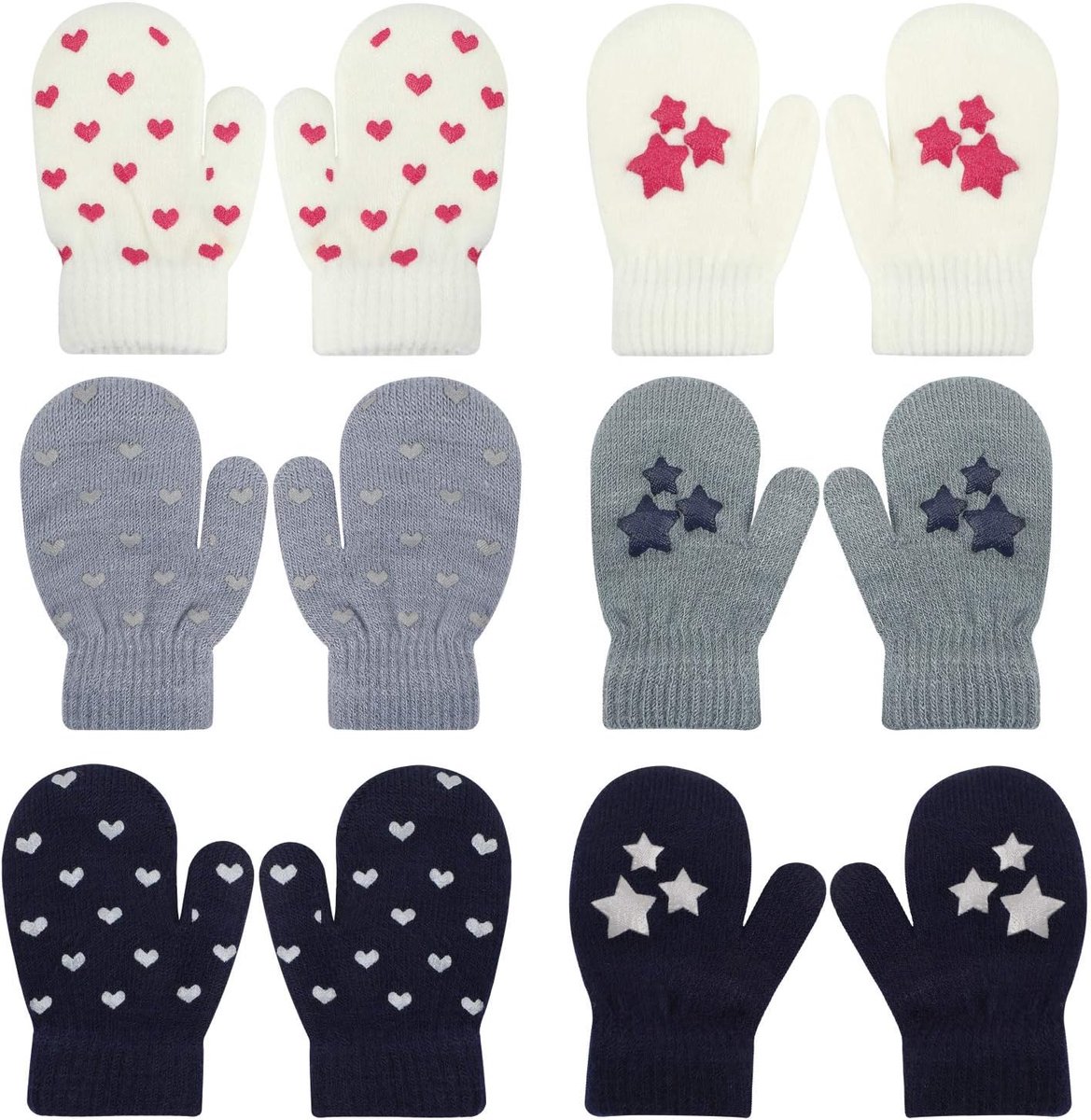 Handschoenen voor kinderen, uniseks gebreide Mitten Kids Winter voor dagelijks gebruik, 6 sets gebreide handschoenen voor kinderen