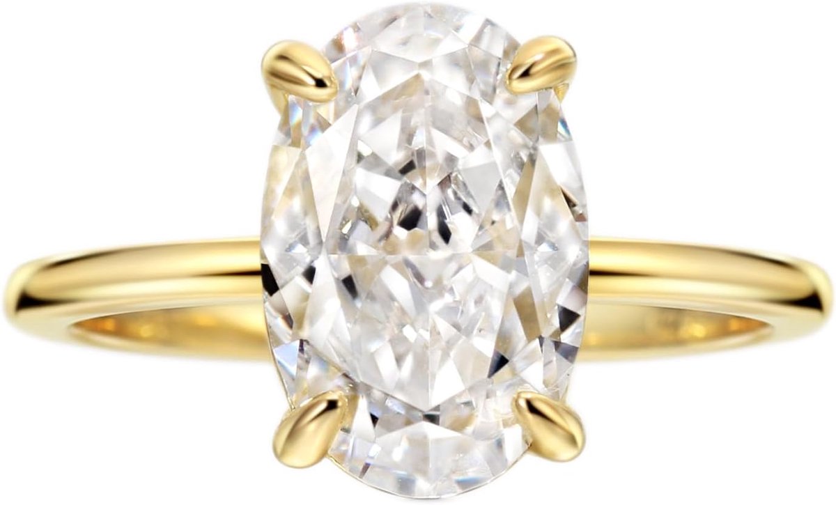 Ringen met 4 karaat ovale zirkonia voor dames, sterling zilveren trouwring, belofte ring, sterling zilveren trouwring