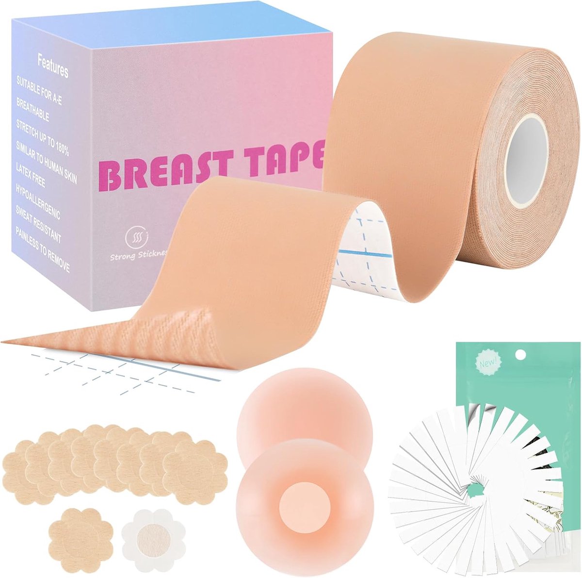 Zelfklevende beha, push-up, zonder bandjes, onzichtbare beha zonder bandjes, zelfklevende beha, push-up, grote kleine borst, borstband, backless, strapless beha, modieuze tape-set, voor rugvrije