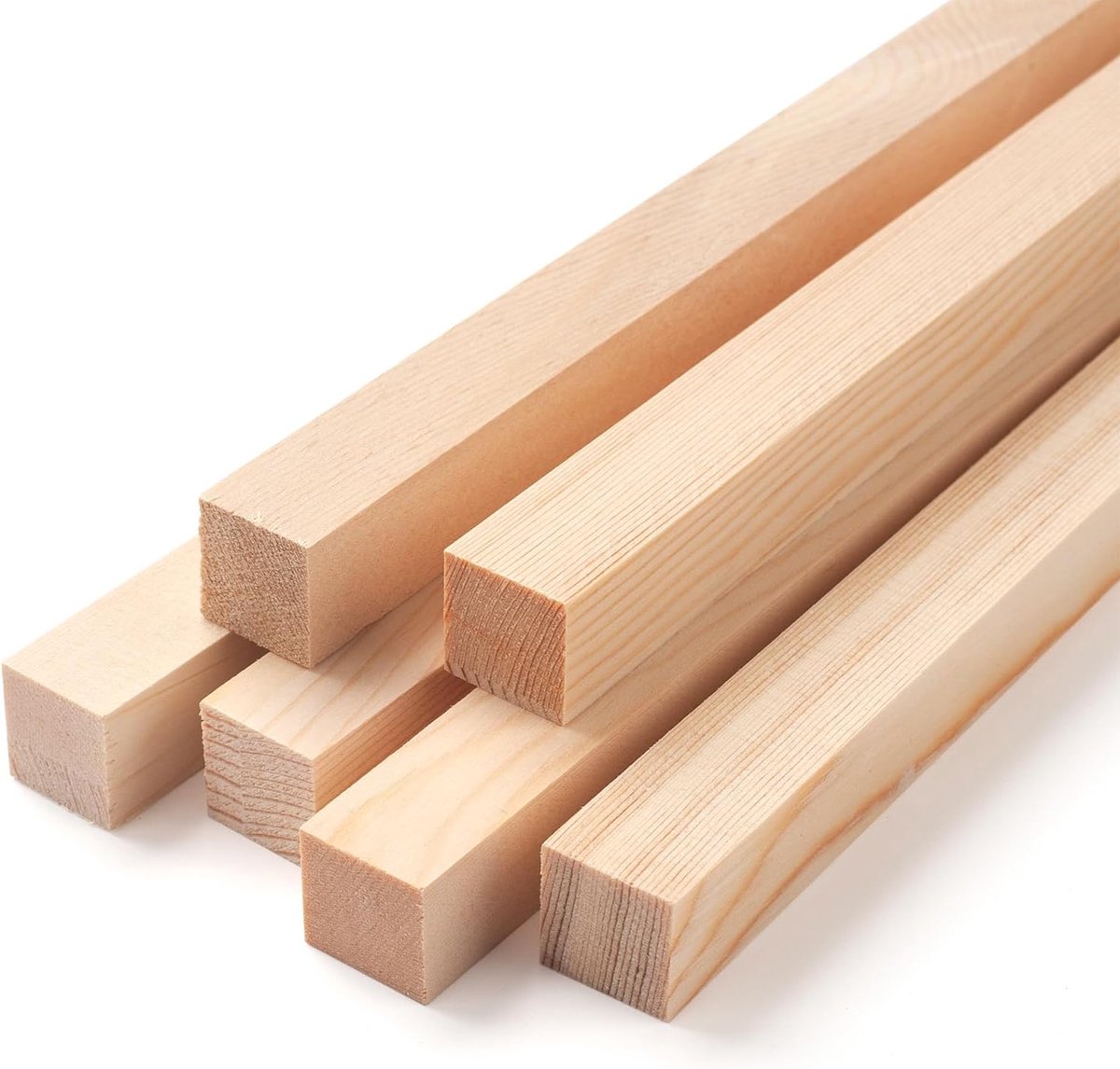 houten deuvelstangen, 6 stuks 1,9 x 30 cm, vierkante houten stokken, houten stokken voor knutselen, onafgewerkte hardhouten stokjes, houtstrips voor houtbewerking, knutselen, kunst en