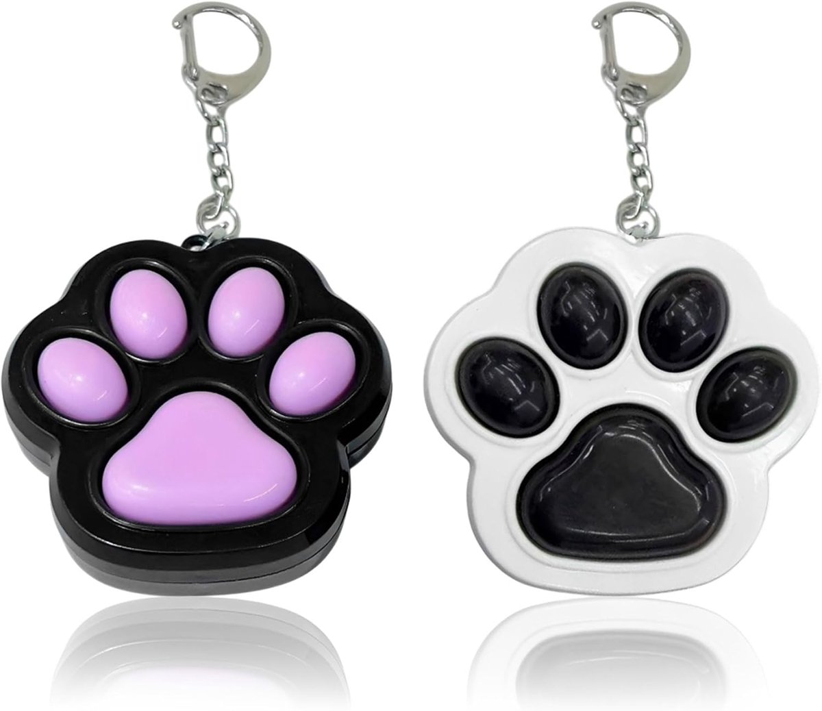 2 stuks Kattenpoten toetsenbord Fidget speelgoed, Fidget toetsenbord sleutelhanger zur Stressabbau für Volwassenen, Clicker Lustiger speelgoed voor decompressie decoratie (zwart/wit)
