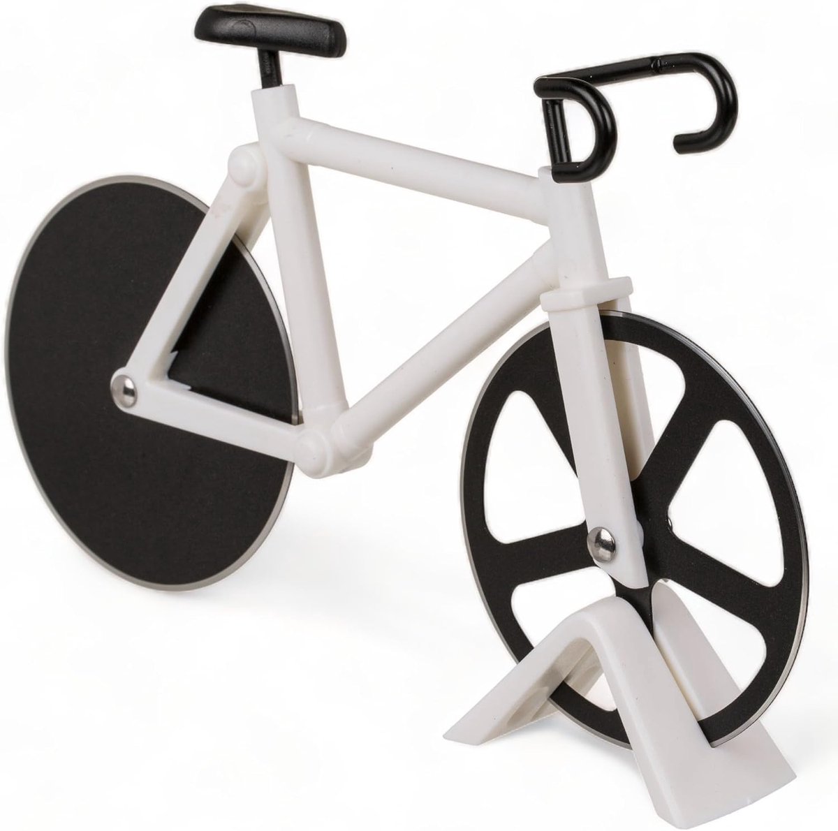 pizzasnijder Pizza Roller Pizza Wiel Pizza Mes Pizza Snijder Plastic met Roestvrijstalen Snijrollen (Fiets Wit)