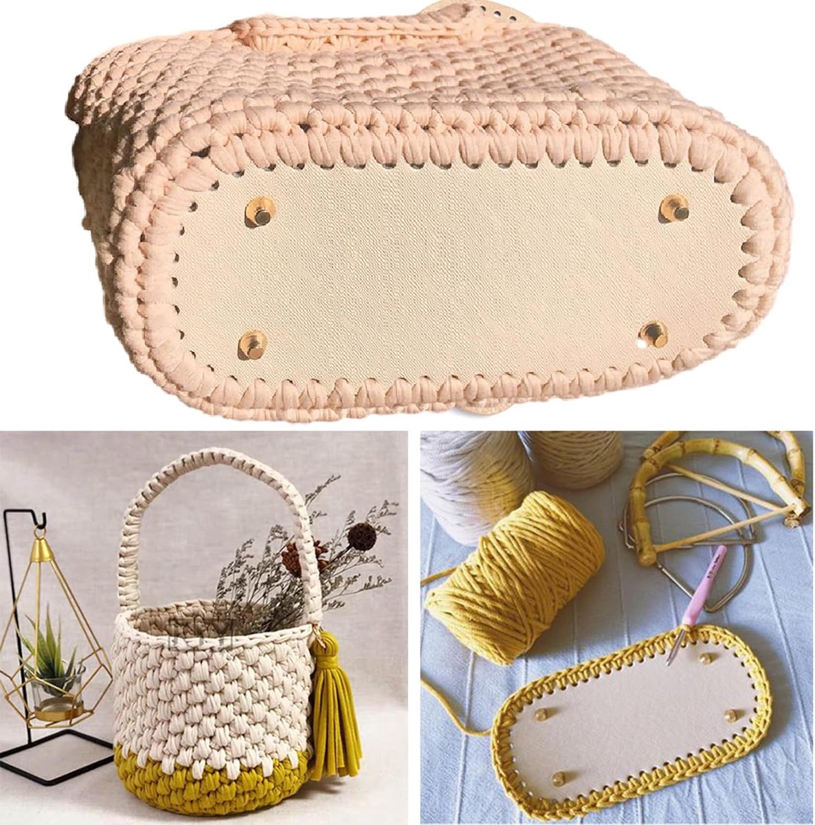 5 stuks breien haken PU zakbodem 22 x 10 cm zakbodem voor haken leer ovale zakbodem voor haken voor handtas, gebreide tas, doe-het-zelf tas