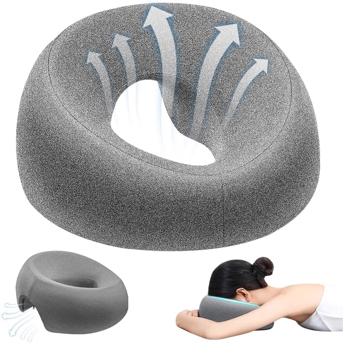 massagekussen, hoofdgat, U-vormig massage-gezichtskussen, massagehoofdsteun voor bed, voor bureau, spa, massagebed, salon