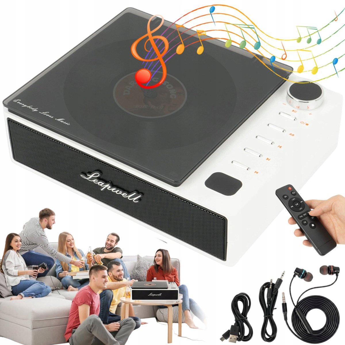 Draagbare CD-speler Bluetooth - 7-in-1 CD USB FM AUX Optisch - 4000mAh & 4,5 Uur Speeltijd - 2.0 Stereo & Retro Design - Voor Thuis, Kantoor & Kamperen