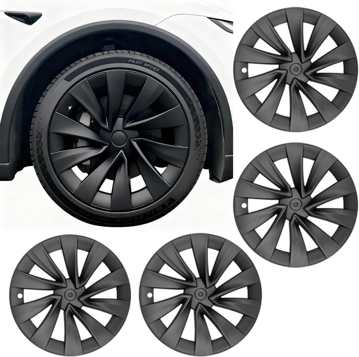 SnelShoppen - KAVANIC Wieltrim Geschikt voor Tesla Model Y Juniper 20 Inch, Matte Zwart, Eenvoudig Klikinstallatie, Hoogwaardige Materiaal, 2025-2026